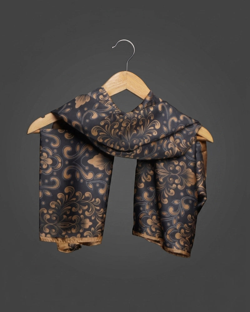 Noir Arabesque Silk Scarf