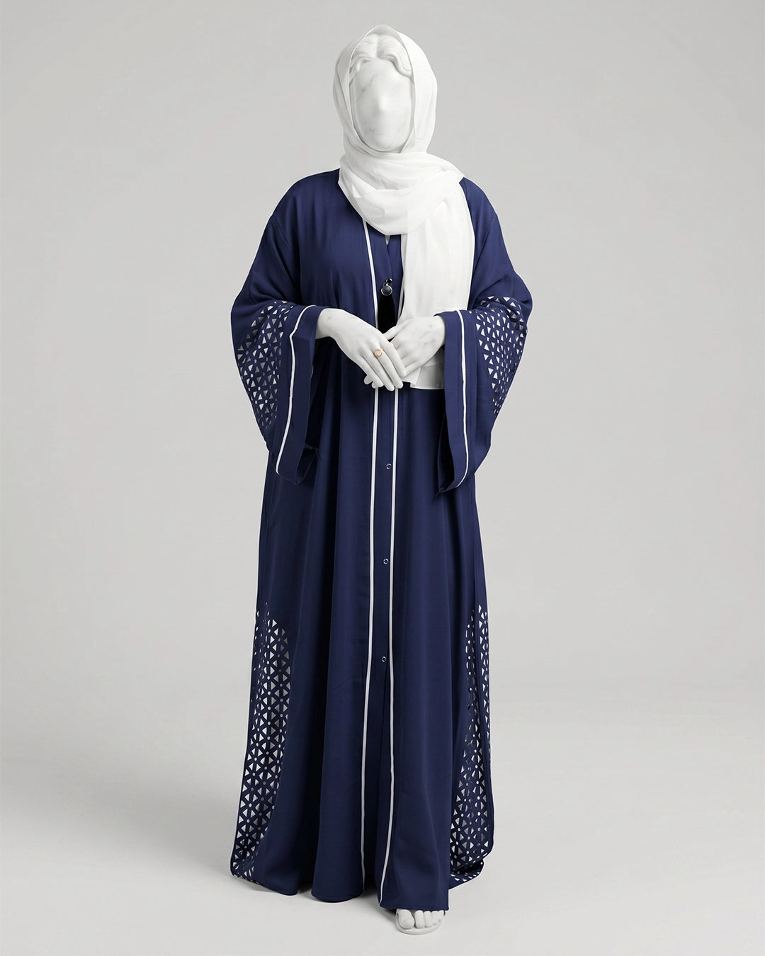 Navy Elegance Cutwork Abaya