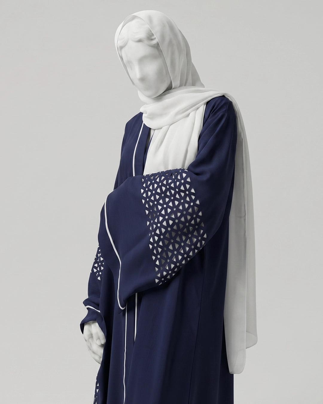 Navy Elegance Cutwork Abaya