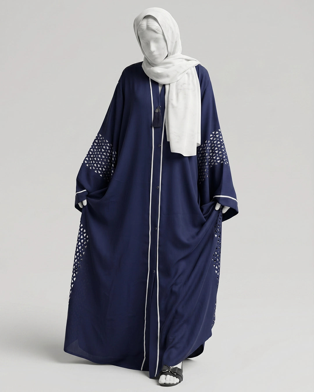 Navy Elegance Cutwork Abaya