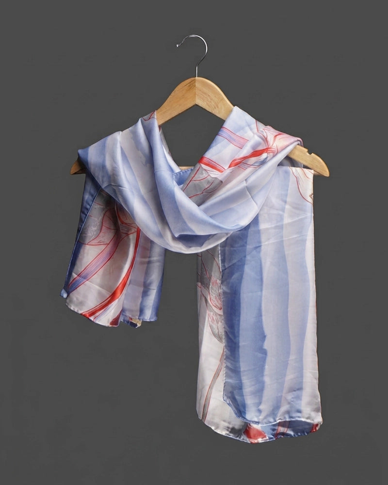 Azure Bloom Silk Scarf
